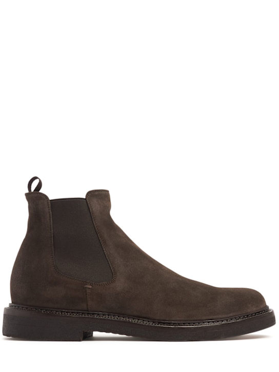 Officine Creative: Aston crepe suede Chelsea boots - men_0 | Luisa Via Roma