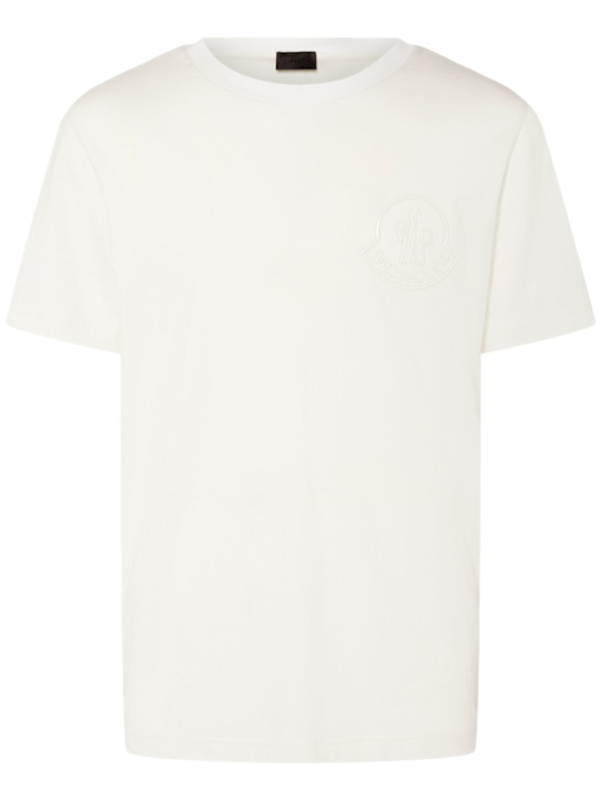 Moncler: Three-Dimensional logo cotton t-shirt - men_0 | Luisa Via Roma