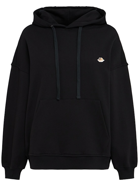 Fiorucci: Angel patch relaxed fit hoodie - Black - women_0 | Luisa Via Roma