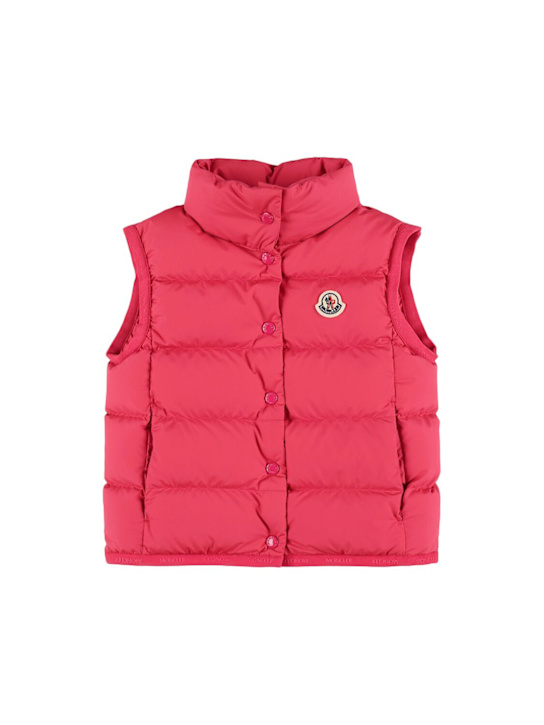 Moncler: Piumino smanicato Badia in techno - Cherry pink - kids-girls_0 | Luisa Via Roma