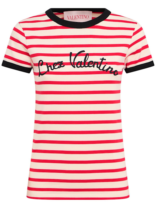 Valentino: Striped jersey t-shirt - women_0 | Luisa Via Roma
