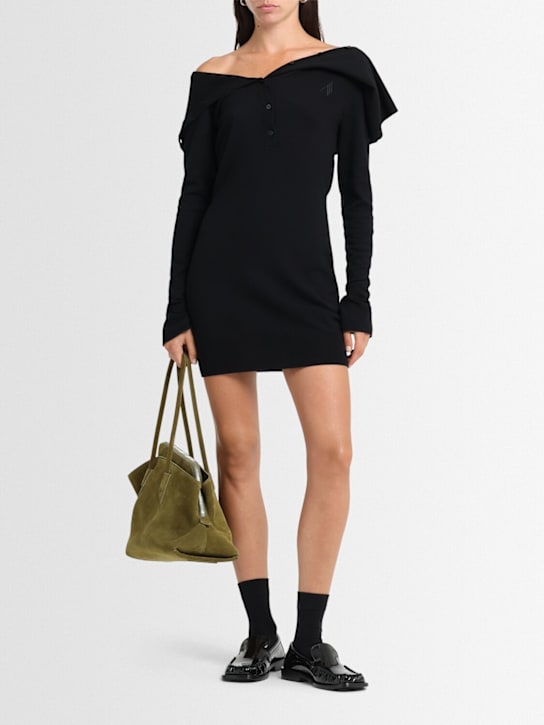 The Attico: Virgin wool blend buttoned mini dress - Black - women_1 | Luisa Via Roma