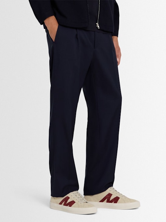 Moncler: Monaco2 suede sneakers - Oatmeal - men_1 | Luisa Via Roma