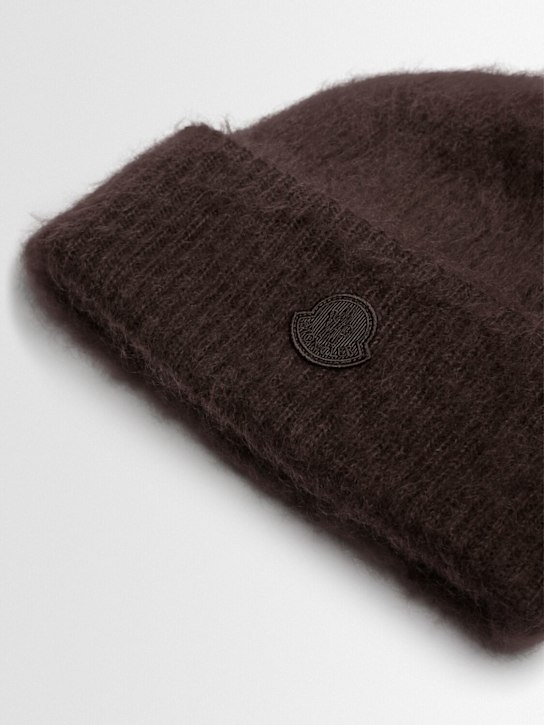 Moncler: Logo mohair & wool blend beanie - women_1 | Luisa Via Roma