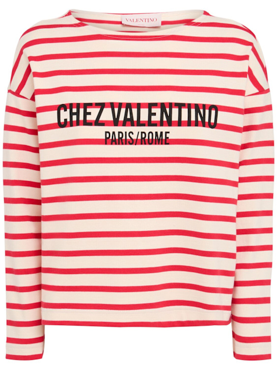 Valentino: Striped jersey long sleeve t-shirt - women_0 | Luisa Via Roma