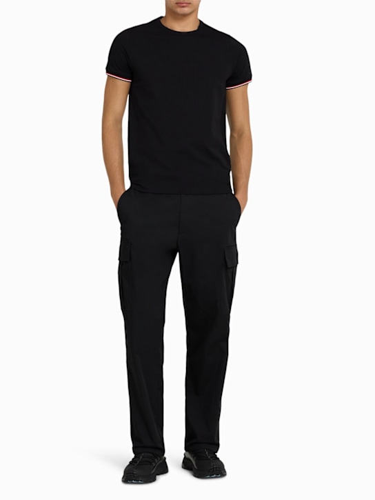 Moncler: Stretch cotton jersey t-shirt - Siyah - men_1 | Luisa Via Roma