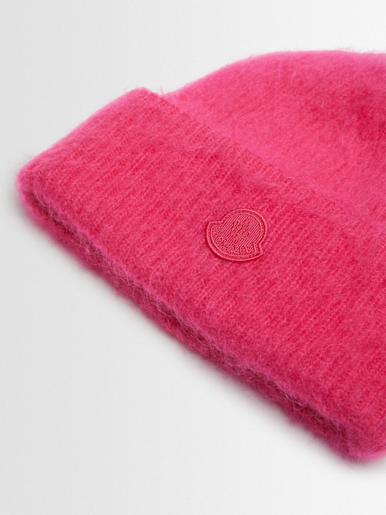 Moncler: Logo mohair & wool blend beanie - women_1 | Luisa Via Roma