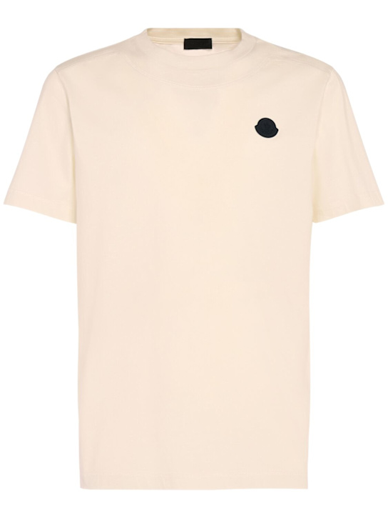 Moncler: Logo patch cotton t-shirt - men_0 | Luisa Via Roma