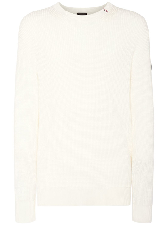 Moncler: Logo cotton crewneck sweater - men_0 | Luisa Via Roma