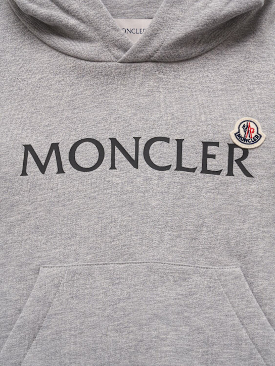 Moncler: Logo cotton hoodie - kids-boys_1 | Luisa Via Roma