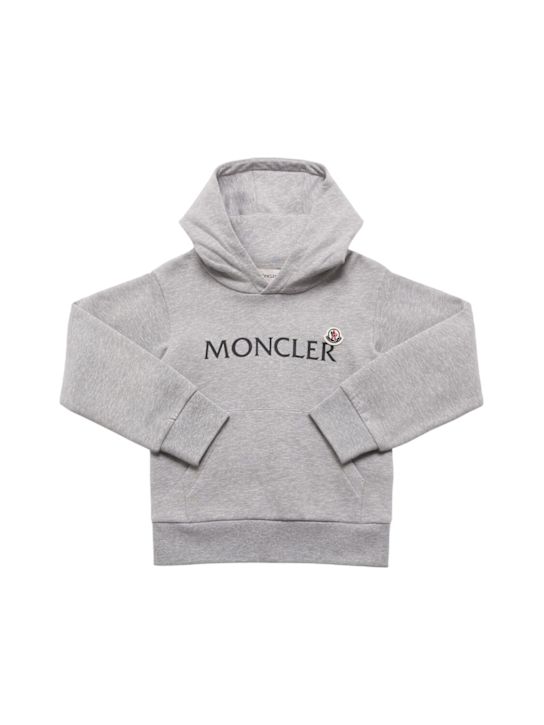 Moncler: Logo cotton hoodie - kids-boys_0 | Luisa Via Roma