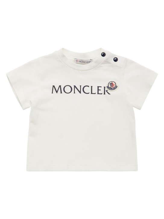 Moncler: Logo cotton blend jersey t-shirt - kids-boys_0 | Luisa Via Roma
