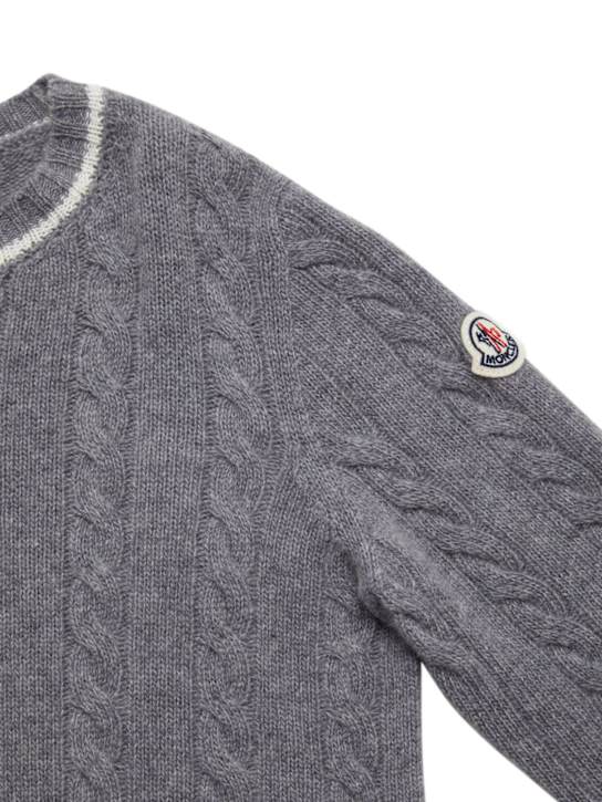 Moncler: Stripe trimmed wool sweater - kids-boys_1 | Luisa Via Roma