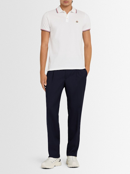 Moncler: Tricolour-trimmed cotton piquet polo - men_1 | Luisa Via Roma