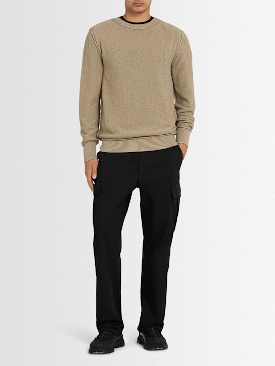 Moncler: Textured cotton crewneck sweater - men_1 | Luisa Via Roma