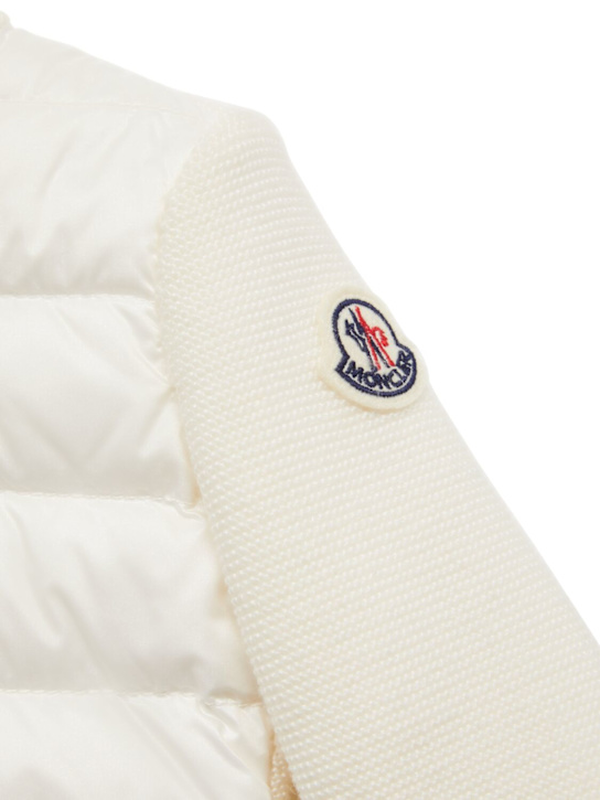 Moncler: Logo wool blend down cardigan jacket - kids-boys_1 | Luisa Via Roma