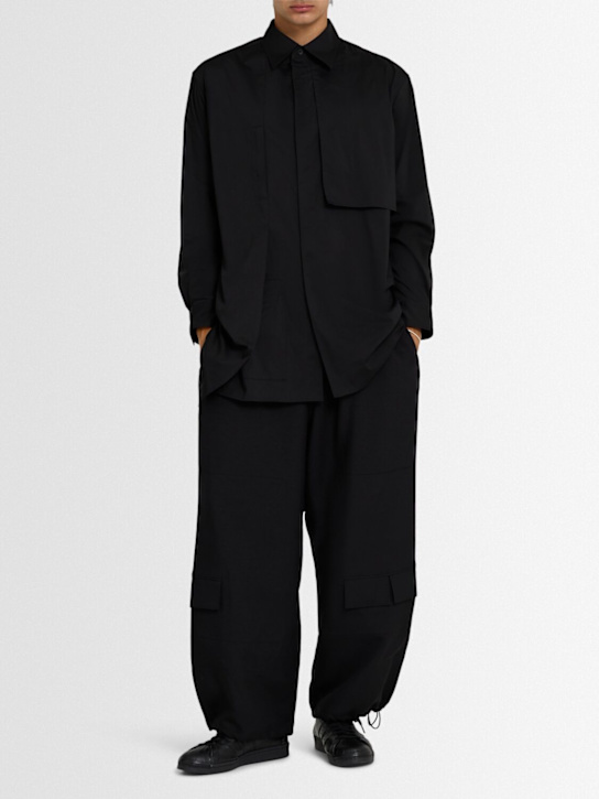 Y-3: Asymmetric cotton blend shirt - men_1 | Luisa Via Roma