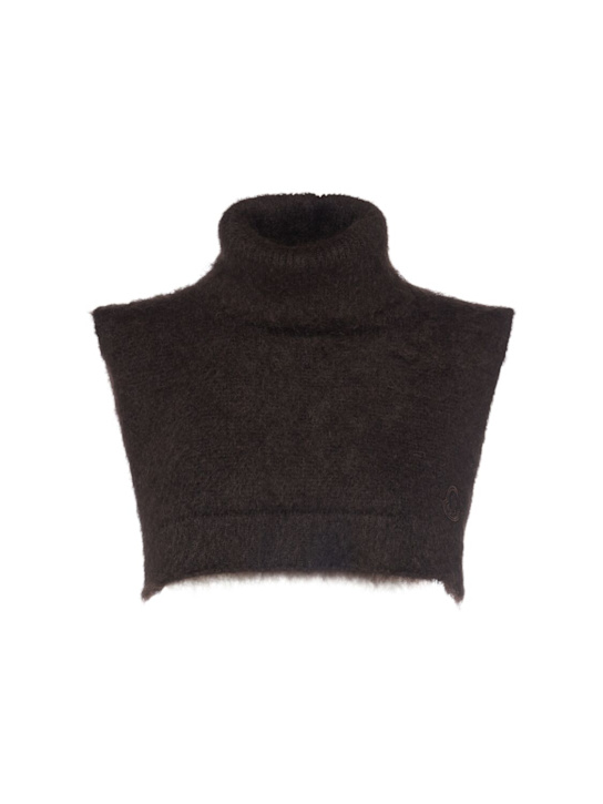 Moncler: Logo mohair & wool blend cape - women_0 | Luisa Via Roma