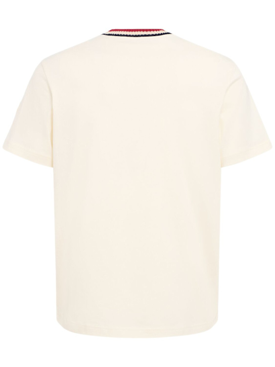 Moncler: Logo cotton jersey t-shirt - Optic White - men_1 | Luisa Via Roma