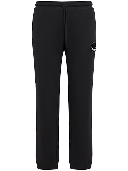 Moncler: Cotton fleece sweatpants - Smoky Black - men_0 | Luisa Via Roma