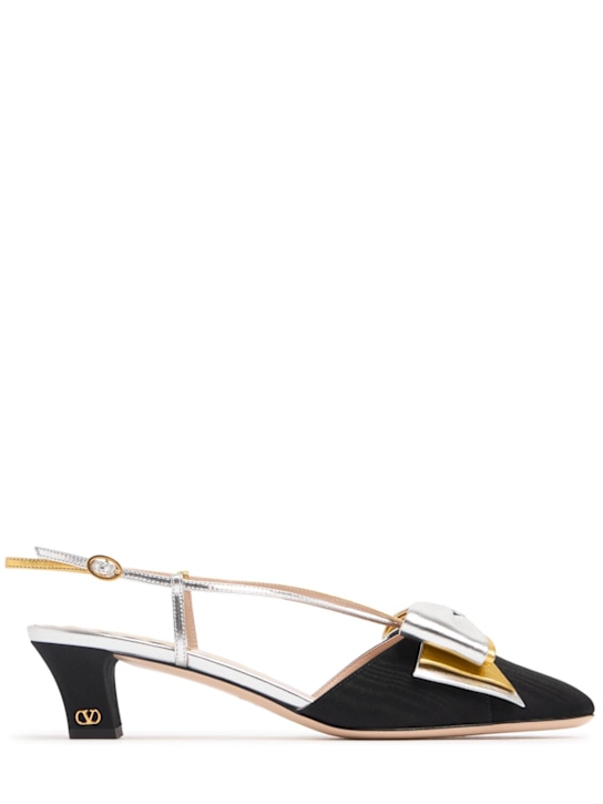 Valentino Garavani: Bowow ビスコーススリングバックパンプス 45mm - Nero/Silver/Gol - women_0 | Luisa Via Roma