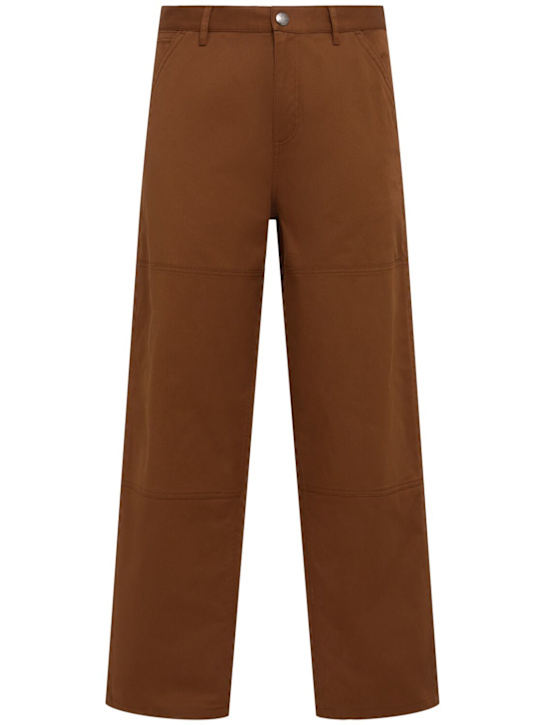 Moncler: Gabardine stretch cotton pants - Fondue Fudge - men_0 | Luisa Via Roma
