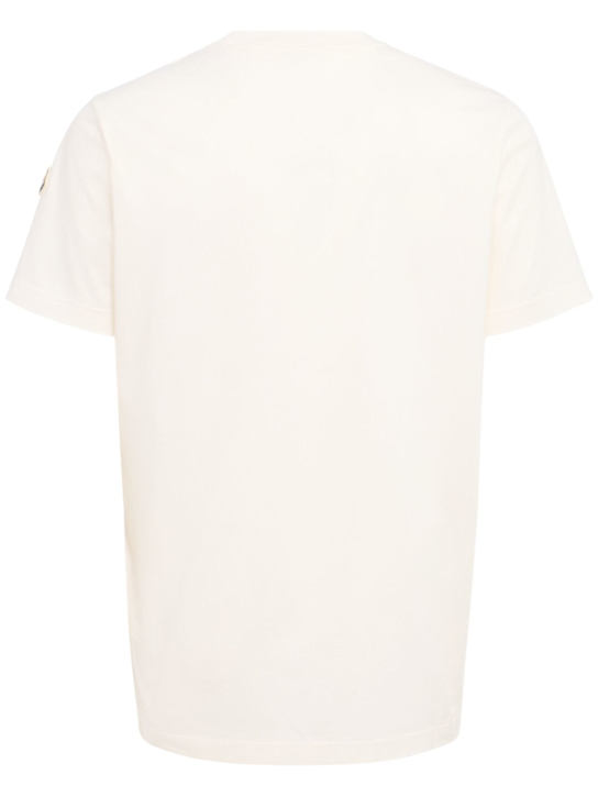 Moncler: Logo cotton jersey t-shirt - Bright White - men_1 | Luisa Via Roma