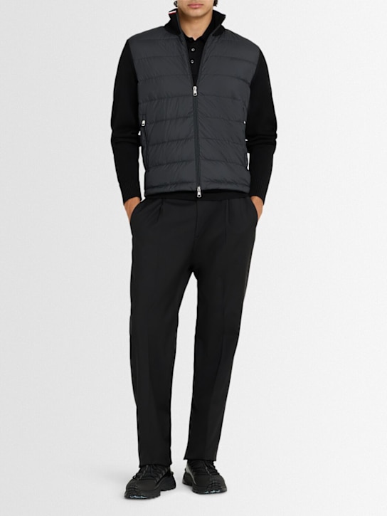 Moncler: Cotton yarn cardigan jacket - Black - men_1 | Luisa Via Roma
