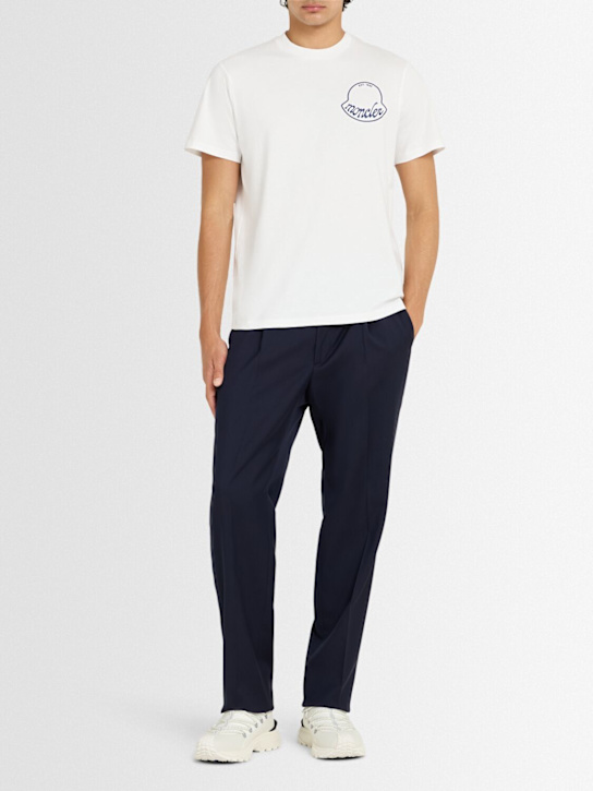 Moncler: Logo cotton t-shirt - Brilliant White - men_1 | Luisa Via Roma