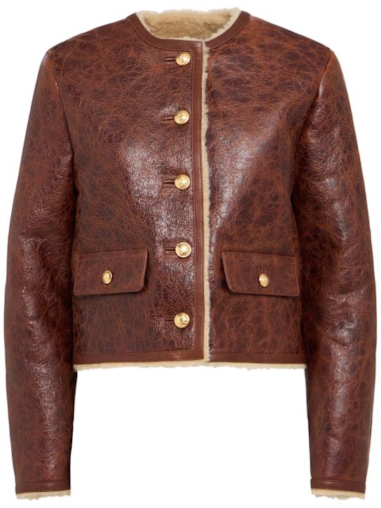 Nili Lotan: Zanie short shearling coat - Brown - women_0 | Luisa Via Roma