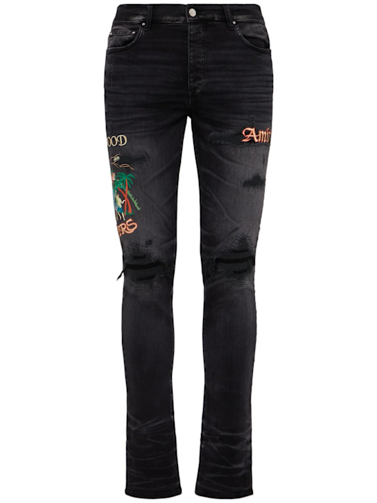 Amiri: Sinners embroidered skinny jeans - Washed Black - men_0 | Luisa Via Roma