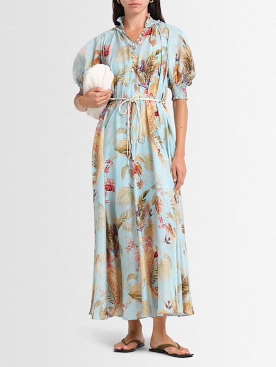 Zimmermann: Ascension billowed silk maxi dress - Blue/Multi - women_1 | Luisa Via Roma