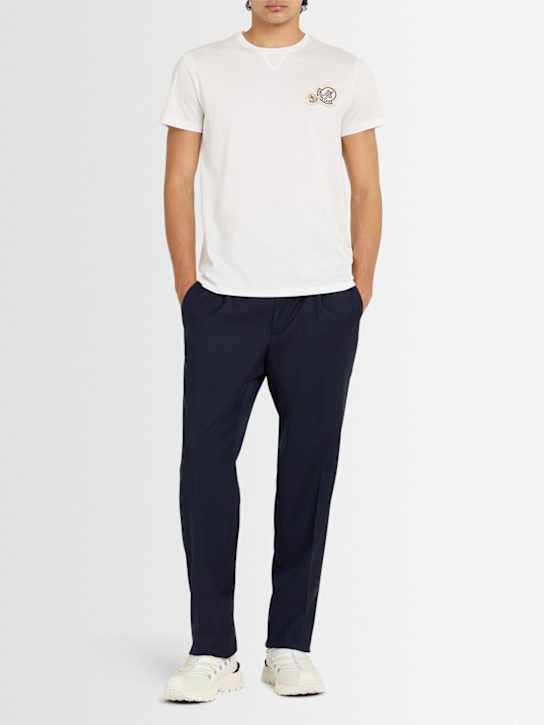Moncler: Double logo patch cotton t-shirt - White - men_1 | Luisa Via Roma