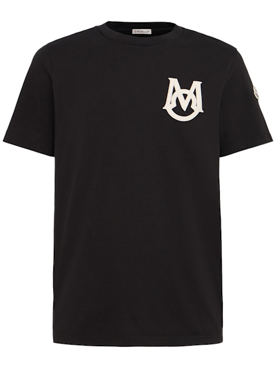 Moncler: Logo cotton jersey t-shirt - men_0 | Luisa Via Roma
