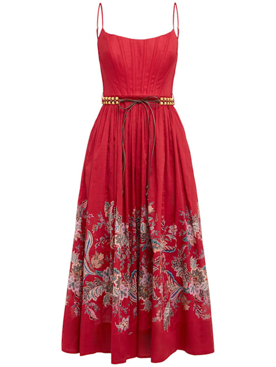 Zimmermann: Rhiannon cotton corset midi dress - women_0 | Luisa Via Roma