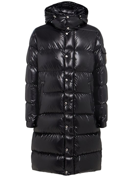 Moncler: Hanoverian long nylon down jacket - Black - men_0 | Luisa Via Roma
