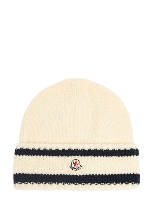 Moncler: Logo virgin wool blend beanie - マルチカラー - women_0 | Luisa Via Roma