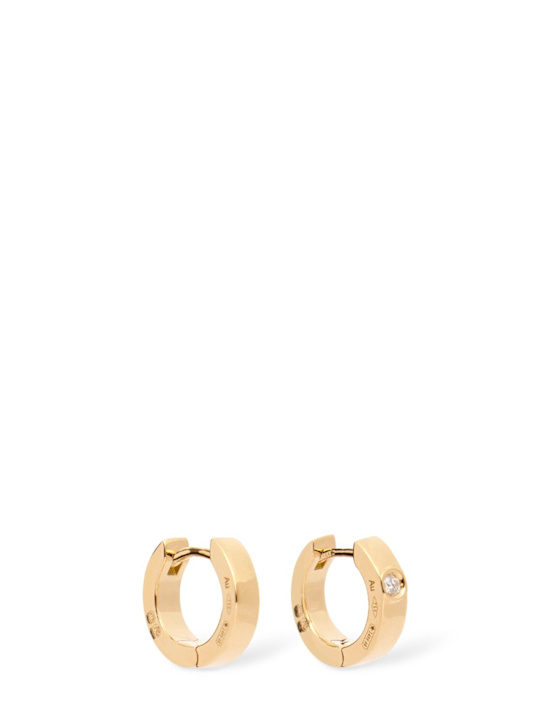 Toteme: 18kt Bezel diamond hoop earrings - Gold - women_0 | Luisa Via Roma