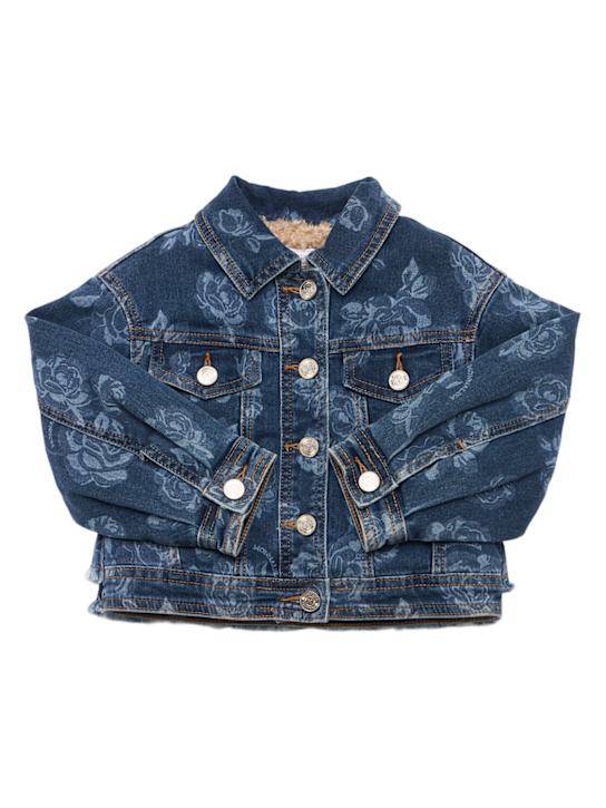 Monnalisa: Giacca in denim di misto cotone stampato - Denim - kids-girls_0 | Luisa Via Roma