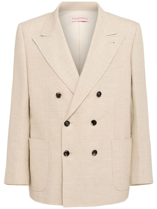 Valentino: Textured linen viscose jacket - men_0 | Luisa Via Roma