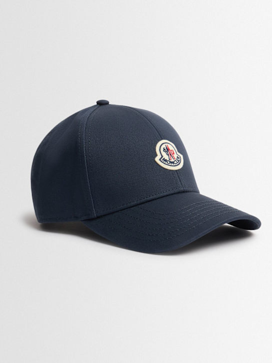 Moncler: Logo cotton gabardine baseball cap - Navy - men_1 | Luisa Via Roma
