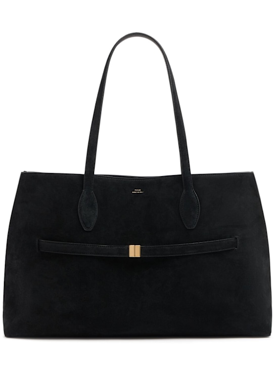 Toteme: Lounge suede tote bag - Black - women_0 | Luisa Via Roma