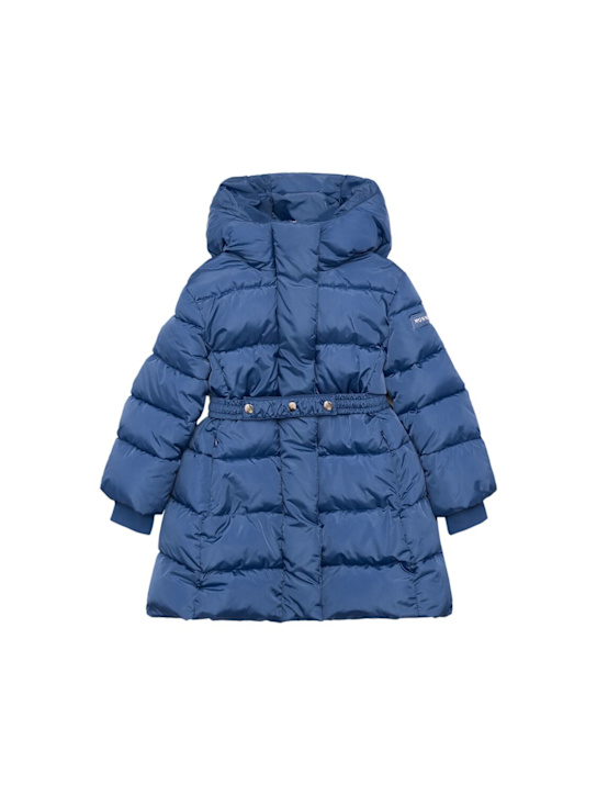 Monnalisa: Hooded poly puffer jacket w/ belt - kids-girls_0 | Luisa Via Roma