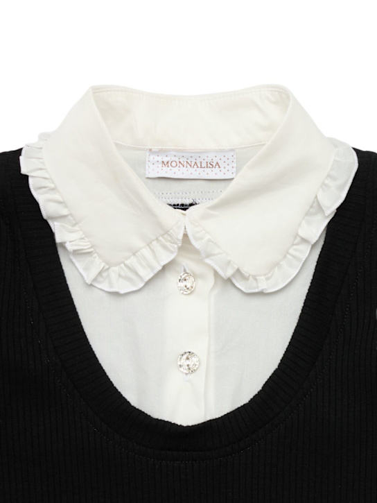 Monnalisa: Viscose blend shirt dress - Navy - kids-girls_1 | Luisa Via Roma