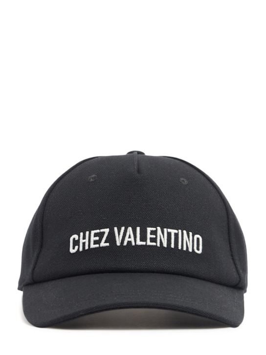 Valentino Garavani: Baseballkappe mit Logo - Schwarz/Elfenbe - men_0 | Luisa Via Roma