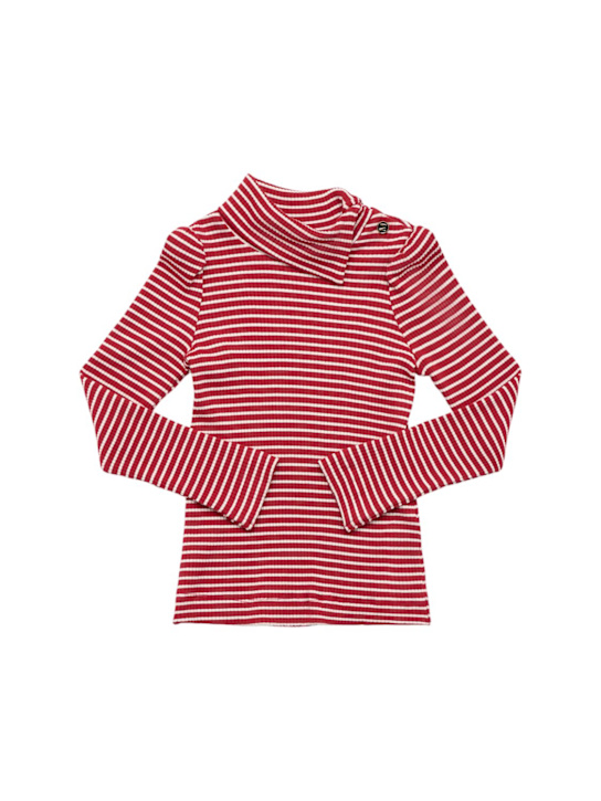 Monnalisa: Striped viscose blend jersey t-shirt - レッド/ホワイト - kids-girls_0 | Luisa Via Roma