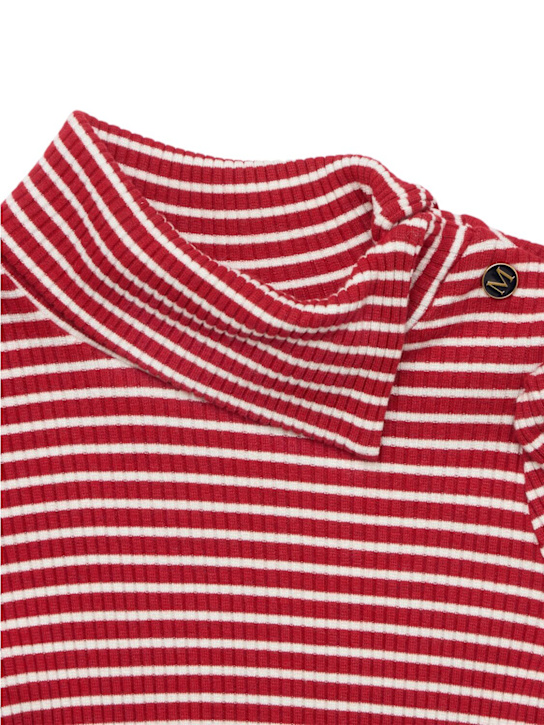 Monnalisa: Striped viscose blend jersey t-shirt - レッド/ホワイト - kids-girls_1 | Luisa Via Roma