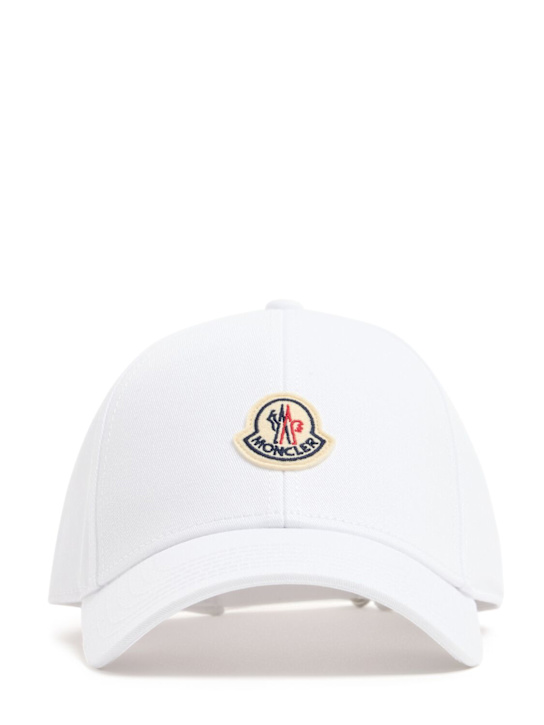 Moncler: Logo cotton gabardine baseball cap - White - men_0 | Luisa Via Roma