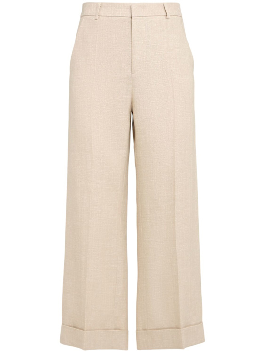 Valentino: Textured linen viscose pants - Beige - men_0 | Luisa Via Roma