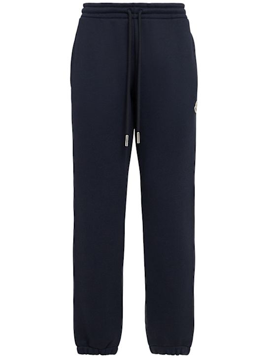 Moncler: Cotton blend sweatpants - Navy - women_0 | Luisa Via Roma
